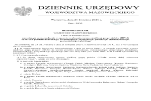 Informacja o zmianie rozporządzenia w sprawie zwalczania wysoce zjadliwej grypy ptaków (HPAI) na terenie powiatu mławskiego, żuromińskiego, sierpeckiego, płońskiego, ciechanowskiego, gostynińskiego i płockiego