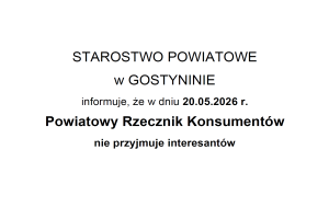 Informacja o dniach przyjmowania interesantów Powiatowego Rzecznika Konsumentów 