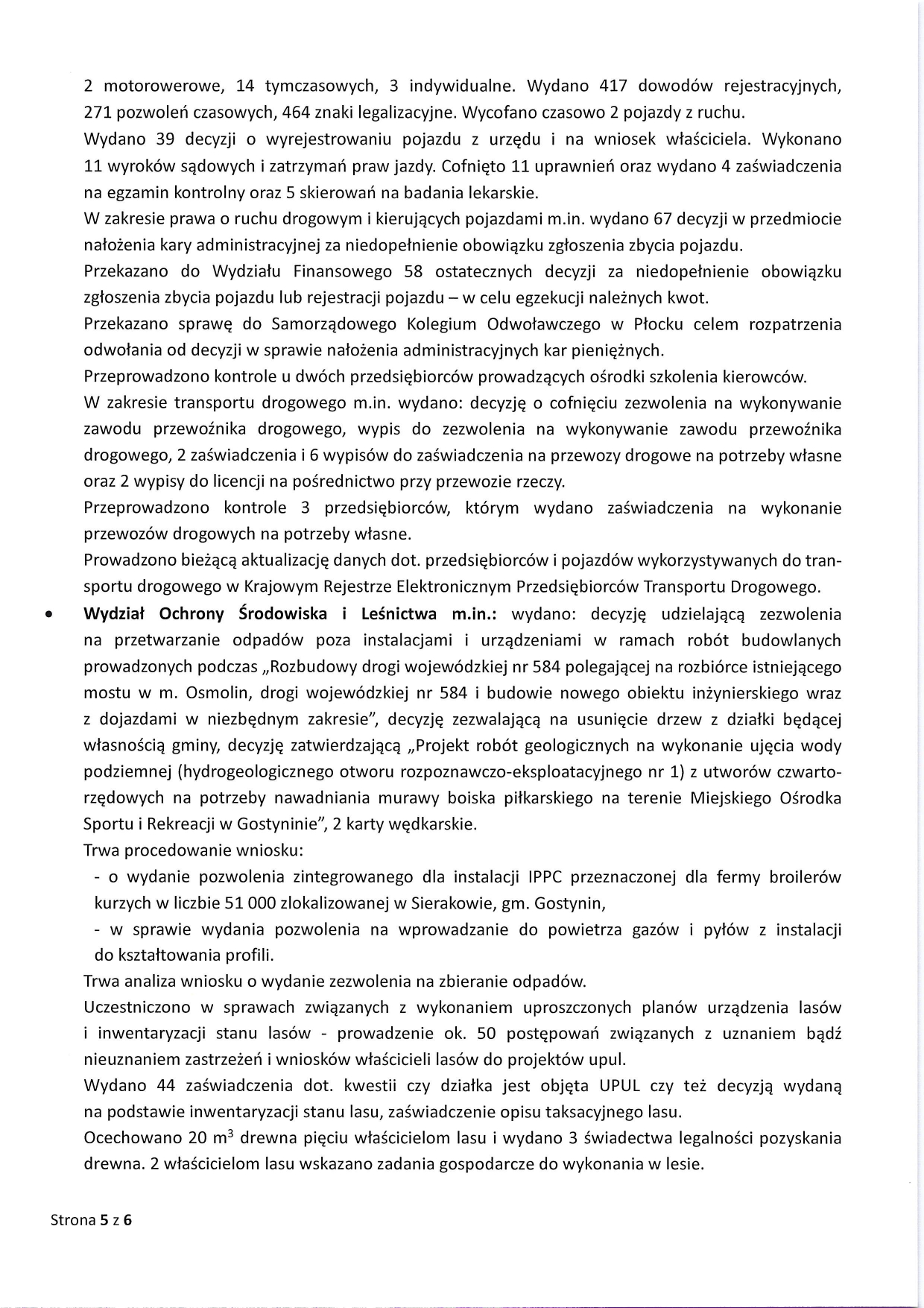 Sprawozdanie Starosty Gostyninskiego od 27.11 do 17.12.2025 r. page 0005