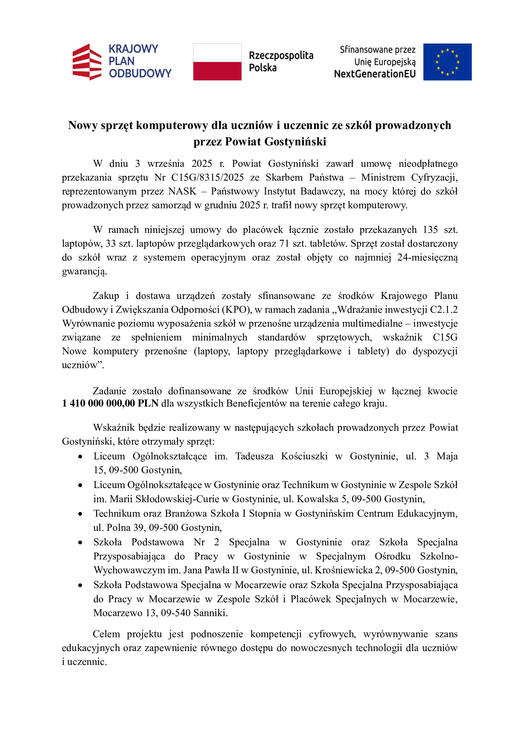 Notatka informacyjna C15G