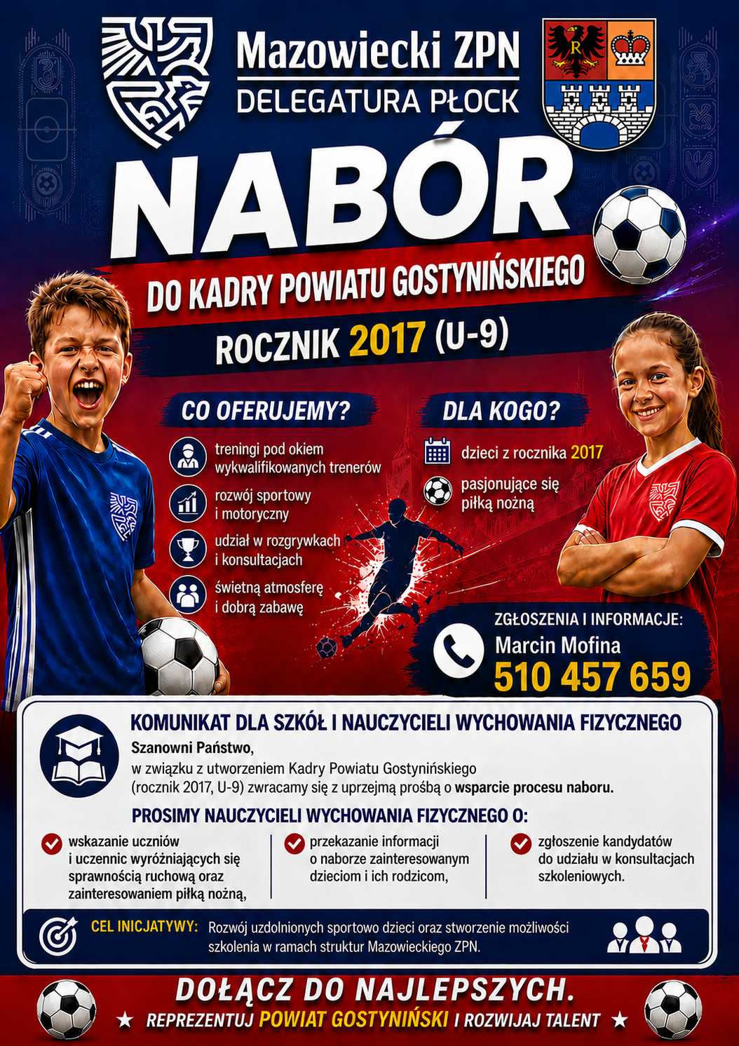 Zaproszenie do naboru pilkarskiej Kadry Powiatu Gostyninskiego