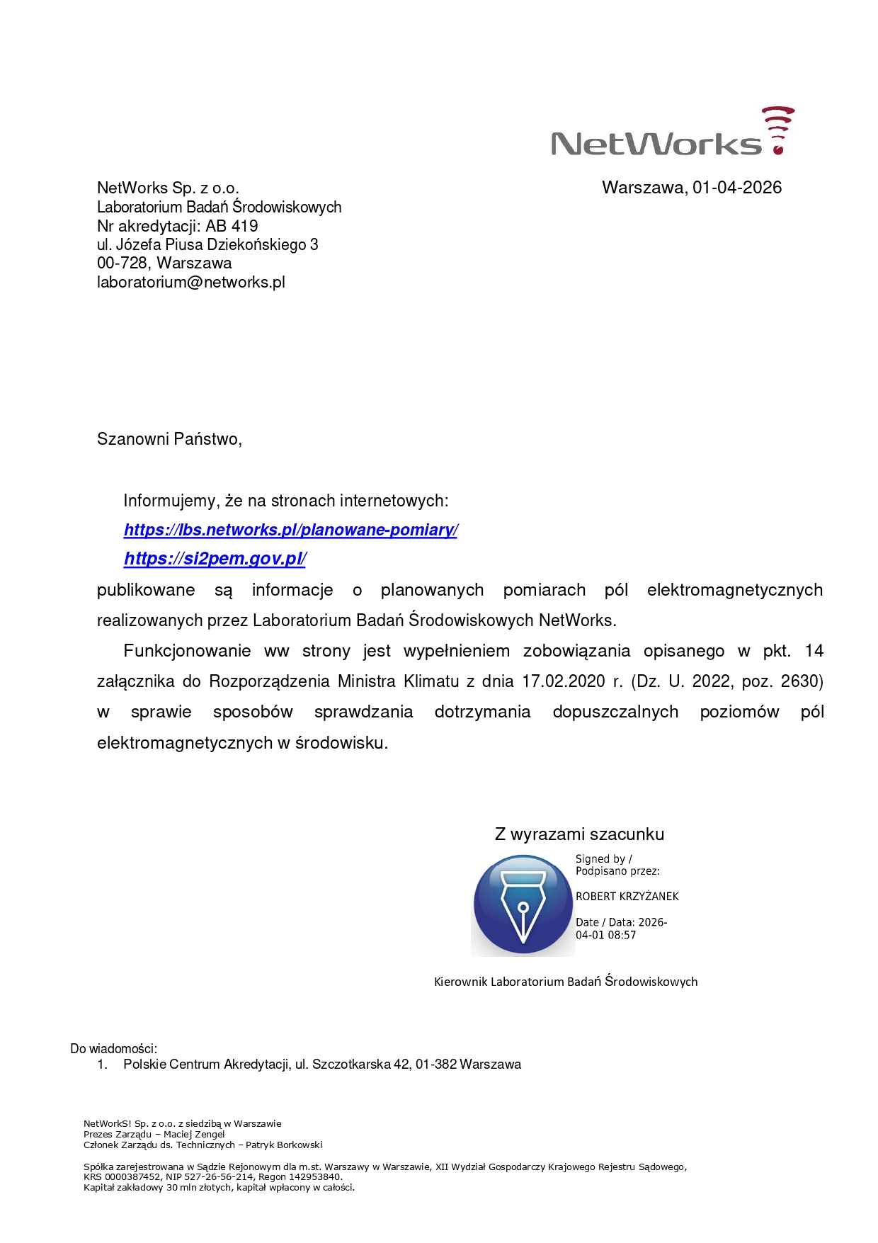 Informowanie o planowanych pomiarach pól elektromagnetycznych sig page 0001