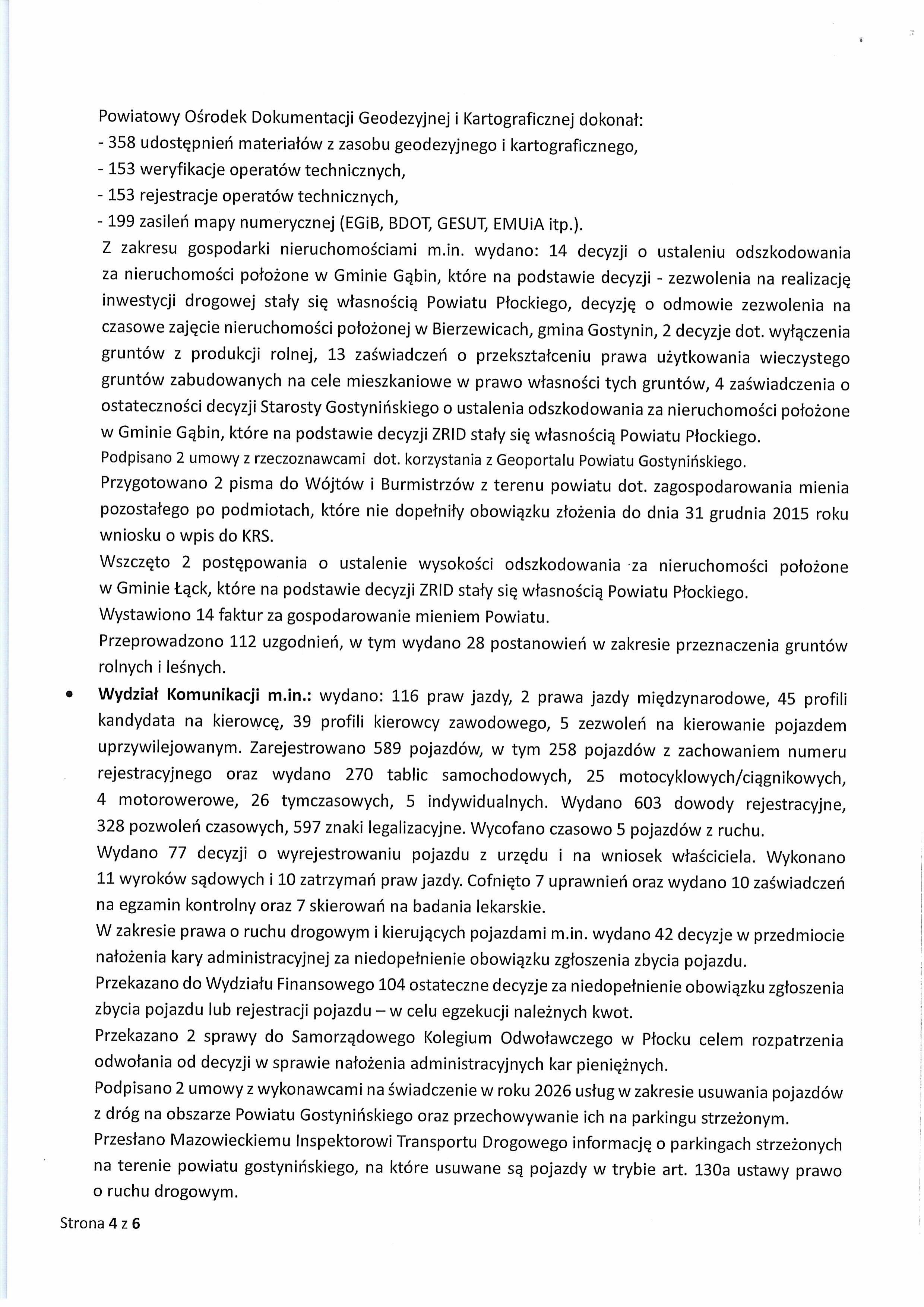 Sprawozdanie Starosty Gostynińskiego z wykonania Uchwał Rady Powiatu Gostynińskiego i prac Zarządu Powiatu w okresie od dnia 18 grudnia 2025 r. do dnia 21 stycznia 2026 r. obrazy 3
