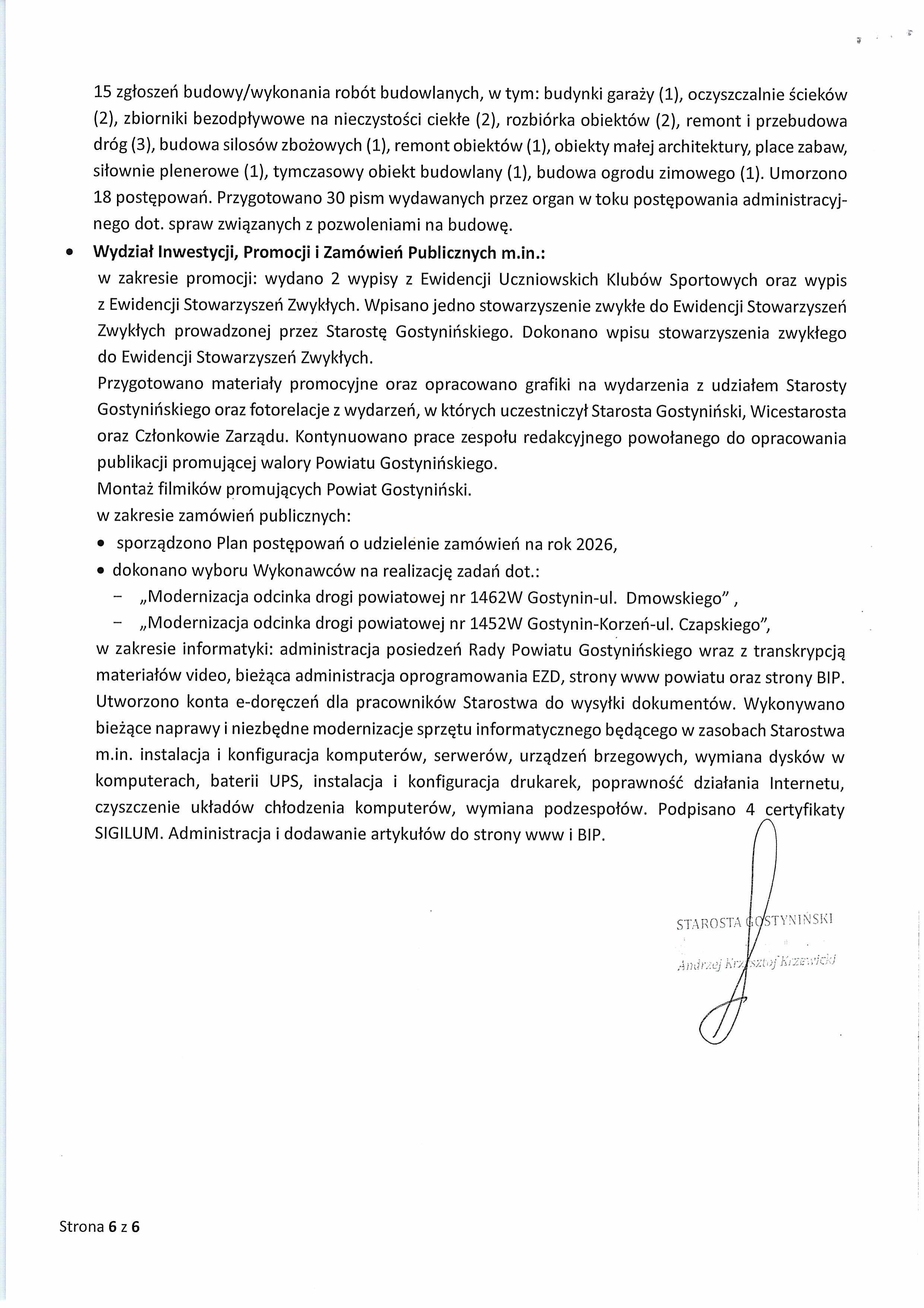 Sprawozdanie Starosty Gostynińskiego z wykonania Uchwał Rady Powiatu Gostynińskiego i prac Zarządu Powiatu w okresie od dnia 18 grudnia 2025 r. do dnia 21 stycznia 2026 r. obrazy 5