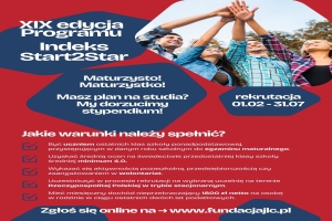 Trwa rekrutacja do XIX edycji programu Indeks Start2Star - inicjatywy, która od lat wspiera ambitnych maturzystów z całej Polski w rozpoczęciu studiów